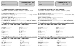 ail - eil - euil - ouil - Exercices 2 - Orthographe : 2eme Primaire - PDF à imprimer