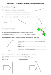 Symétrie axiale - Figures usuelles - Géométrie - Exercices - Examen Contrôle - Mathématiques : 6eme Primaire - PDF à imprimer