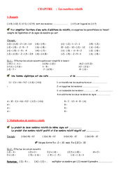 Nombres relatifs - Numération - Exercices - Examen Contrôle - Mathématiques : 2eme Secondaire - PDF à imprimer