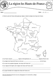 Hauts de France - Je découvre ma région : 4eme, 5eme Primaire - PDF à imprimer