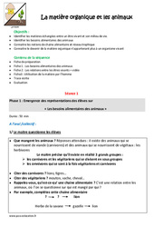 Séquence - Fiche de préparation Animaux - Matière organique - Séquence - Fiche de préparation : 4eme, 5eme Primaire - PDF à imprimer