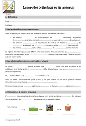 Animaux - Matière organique - Cours, Leçon : 4eme, 5eme Primaire