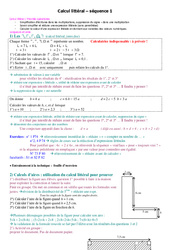 Calcul littéral, séquence - cours - Mathématiques : 2eme Secondaire - PDF à imprimer
