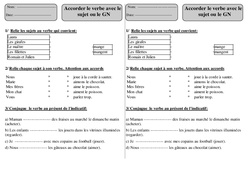 Verbe- Fiches Sujet - Groupe Nominal - Grammaire - Exercices corrigés : 2eme Primaire - PDF à imprimer