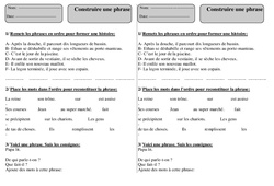 Construire une phrase - Grammaire - Exercices corrigés : 2eme Primaire - PDF à imprimer