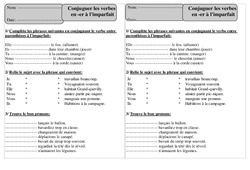Verbes en er - Imparfait - Conjugaison - Exercices corrigés : 2eme Primaire - PDF à imprimer