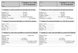 Verbes en er - Présent - Conjugaison - Exercices corrigés : 2eme Primaire - PDF à imprimer