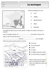 Montagne - Paysages - Exercices - Espace temps : 2eme Primaire - PDF à imprimer