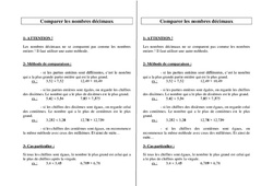 Comparer les nombres décimaux - Cours, Leçon : 4eme, 5eme Primaire - PDF gratuit à imprimer