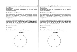 Périmètre du cercle - Cours, Leçon : 3eme, 4eme, 5eme Primaire - PDF gratuit à imprimer