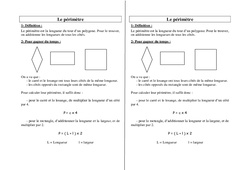 Périmètre - Cours, Leçon : 3eme, 4eme, 5eme Primaire - PDF gratuit à imprimer