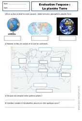Planète Terre - Examen Evaluation - Espace temps : 2eme Primaire - PDF à imprimer