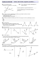 Droites cercles triangles - Géométrie - Exercices - Soutien scolaire - Fiches de révisions : 6eme Primaire