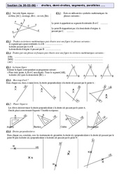 Droites, demi - droites, segments, parallèles ..... - Géométrie - Exercices - Soutien scolaire - Fiches de révisions : 6eme Primaire - PDF à imprimer