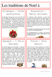 Noël dans le monde - Traditions de Noël - Texte documentaire : 3eme, 4eme, 5eme Primaire - PDF à imprimer