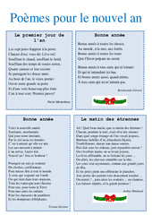 Nouvel an - Poèmes - Lecture : Primaire - Cycle Fondamental - PDF à imprimer