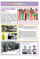 Journée mondiale contre le racisme - Instruction civique : 3eme, 4eme, 5eme Primaire - PDF à imprimer