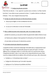 Phrase - Exercices  : 3eme Primaire - PDF à imprimer