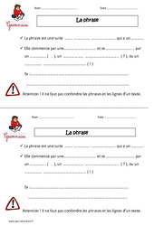 Phrase - Cours, Leçon  : 3eme Primaire - PDF gratuit à imprimer