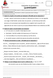 Ponctuation - Examen Evaluation  : 5eme Primaire - PDF à imprimer