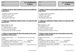 Compléments d'objets - Exercices avec correction - COD - COI : 3eme Primaire - PDF à imprimer