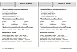 Infinitif - Groupe - Exercices Corrigés : 3eme Primaire - PDF à imprimer