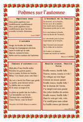 Automne - Poèmes - Lecture poésie : 2eme, 3eme, 4eme, 5eme Primaire - PDF à imprimer