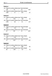 Classer des nombres décimaux - Exercices corrigés - Mathématiques - Soutien scolaire : 6eme Primaire - PDF à imprimer