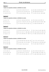 Priorités opératoires - Exercices corrigés - Mathématiques - Soutien scolaire : 1ere Secondaire - PDF à imprimer
