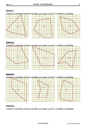Symétrie centrale - Exercices corrigés - Mathématiques - Soutien scolaire : 1ere Secondaire - PDF à imprimer