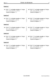 Théorème de Pythagore - Exercices corrigés - Mathématiques - Soutien scolaire : 2eme Secondaire - PDF à imprimer