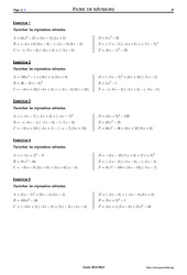Factorisations - Exercices corrigés - Mathématiques - Soutien scolaire : 3eme Secondaire - PDF à imprimer