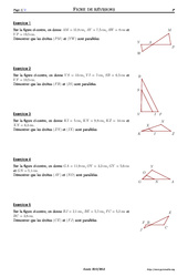 Réciproque du théorème de Thalès - Exercices corrigés - Mathématiques - Géométrie - Soutien scolaire : 3eme Secondaire - PDF à imprimer