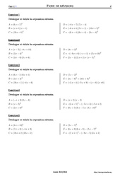 Développements - Exercices corrigés - Mathématiques - Soutien scolaire : 3eme Secondaire - PDF à imprimer