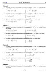 Racines carrées - Exercices corrigés - Mathématiques - Soutien scolaire : 3eme Secondaire - PDF à imprimer