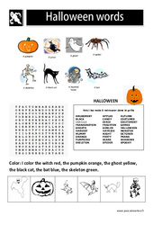 Halloween words - Les mots d'halloween en anglais : 2eme, 3eme, 4eme, 5eme Primaire - PDF à imprimer