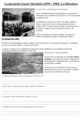 Libération - Deuxième Guerre Mondiale - Exercices - Documents : 5eme Primaire - PDF à imprimer