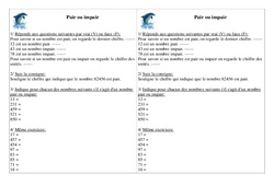Pair ou impair - Exercices - Numération : 2eme Primaire - PDF à imprimer