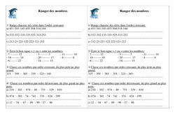 Ranger des nombres - Exercices - Numération : 2eme Primaire - PDF à imprimer