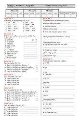 Nombres décimaux - Comparaison et ordre - Exercices - Correction - Mathématiques : 6eme Primaire - PDF à imprimer