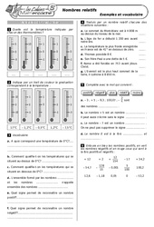 Nombres relatifs - Cours - Exercices - Mathématiques : 1ere Secondaire - PDF à imprimer