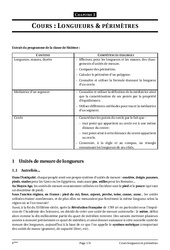 Longueurs - Périmètres - Grandeurs et mesures - Cours - Exercices - Mathématiques : 6eme Primaire - PDF à imprimer