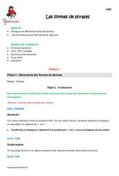Formes de phrases - Fiche de préparation : 5eme Primaire - PDF à imprimer