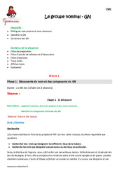 Séquence - Fiche de préparation Groupe nominal - GN - Séquence - Fiche de préparation : 5eme Primaire - PDF à imprimer