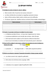 Groupe nominal - GN - Exercices : Primaire - Cycle Fondamental - PDF à imprimer