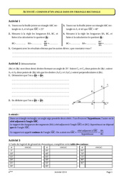 Cosinus d’un angle aigu - Géométrie - Cours - Exercices - Mathématiques : 2eme Secondaire
