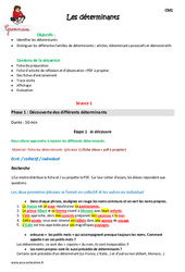Déterminants - Séquence - Fiche de préparation : 4eme Primaire - PDF à imprimer