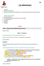 Déterminants - Séquence - Fiche de préparation : 5eme Primaire - PDF à imprimer