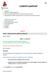 Adjectif qualificatif - Séquence - Fiche de préparation : 4eme Primaire - PDF à imprimer