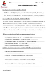 Adjectifs qualificatifs - Exercices  : 5eme Primaire - PDF à imprimer